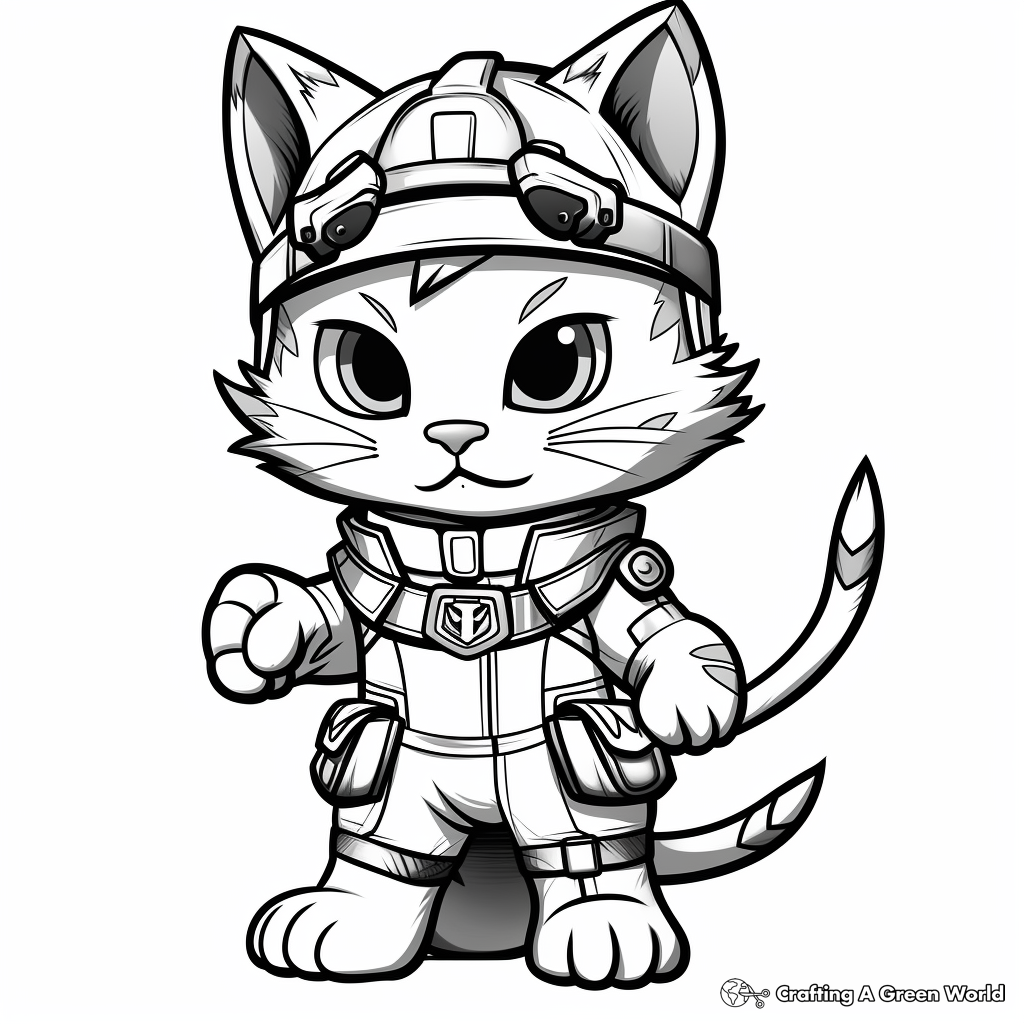 Heroic Firefighter Kitty Coloring Pages 4