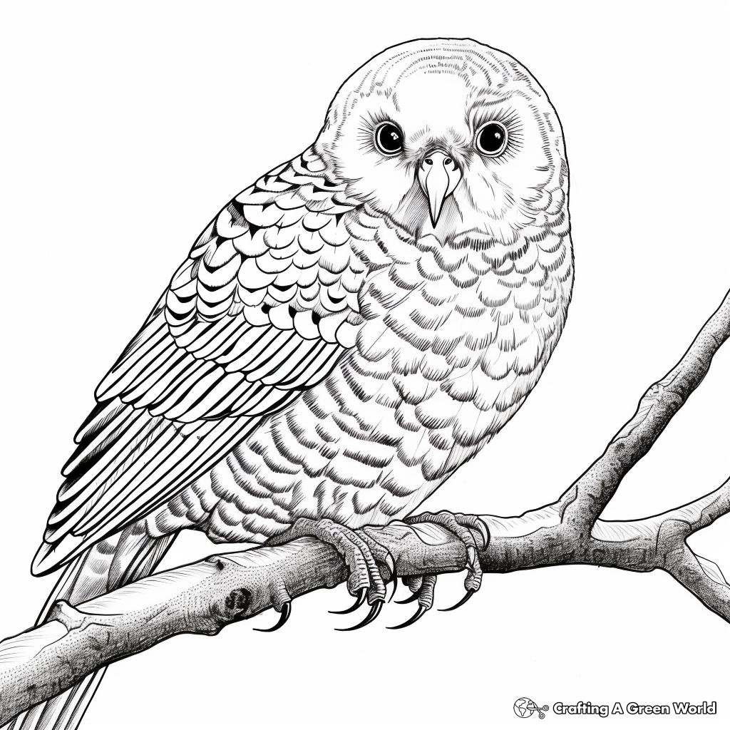 High Detail Budgie Coloring Pages for Adults 3