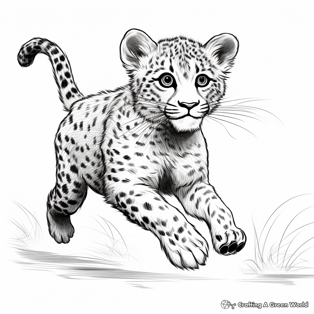 High-Resolution Cheetah Running Coloring Sheets 1