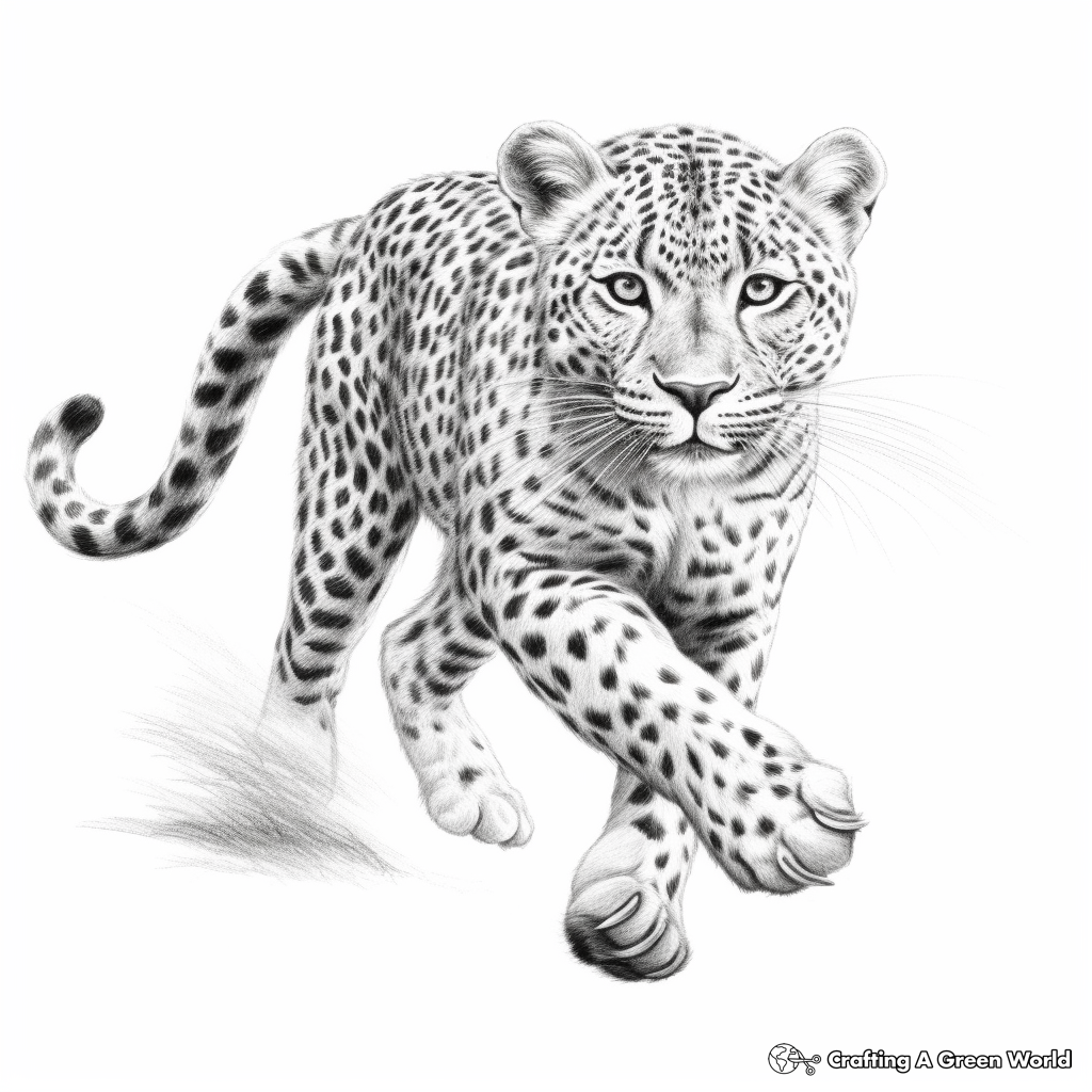 High-Resolution Cheetah Running Coloring Sheets 4