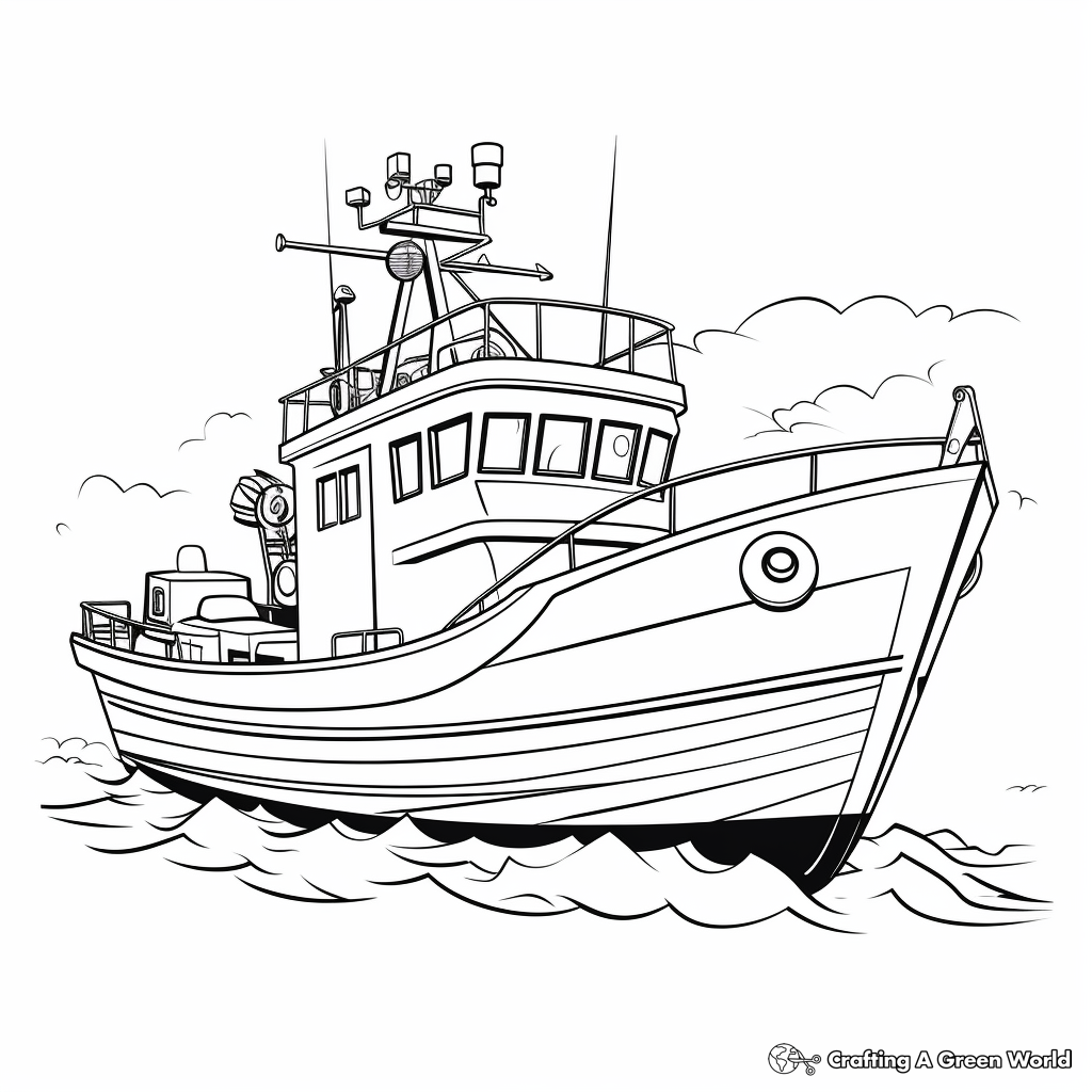 High Seas Commercial Fishing Boat Coloring Pages 2