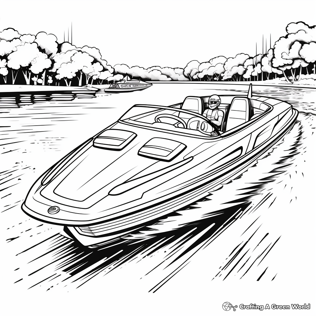 High-Speed Jet Sprint Boat Coloring Pages 2