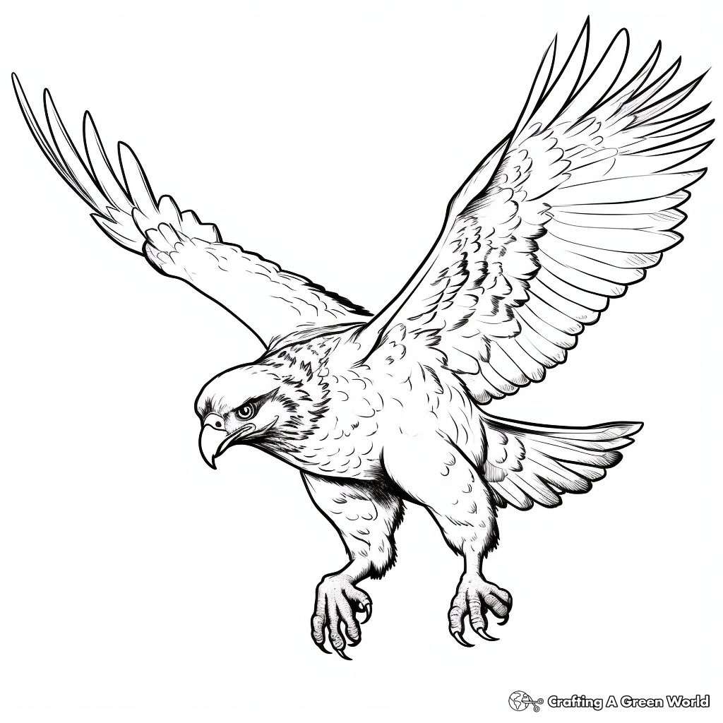 High-speed Peregrine Falcon Hunting Coloring Pages 1