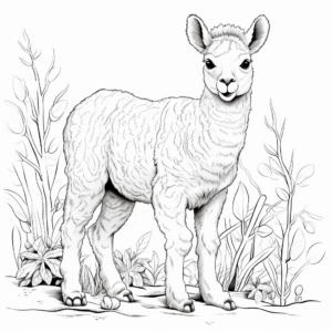 Highly Detailed Alpaca Coloring Pages for Adults 2
