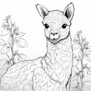 Highly Detailed Alpaca Coloring Pages for Adults 4