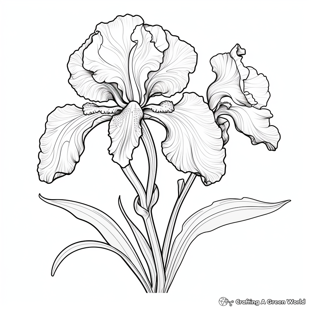 Highly Detailed Iris Flower Coloring Pages 4