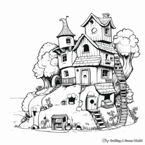 Hillside Gnome House Coloring Pages 1
