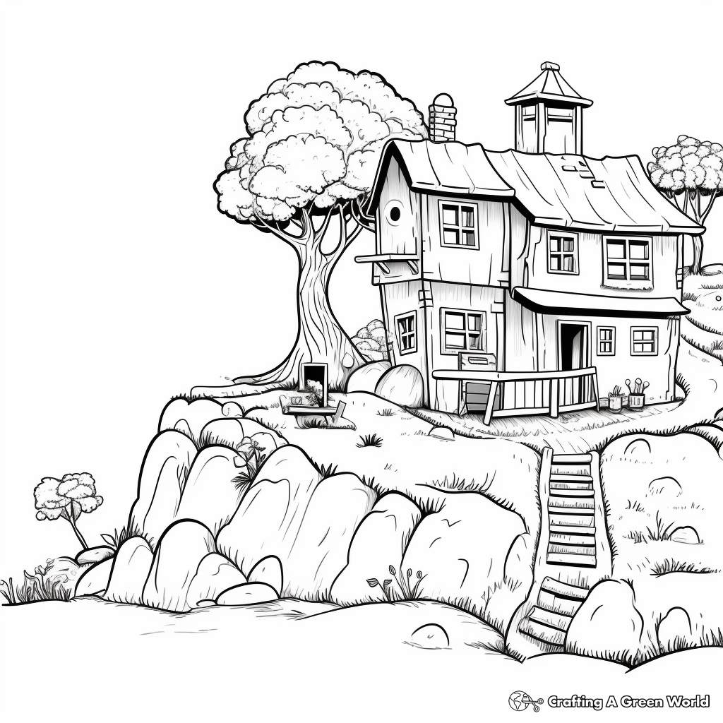 Hillside Gnome House Coloring Pages 3