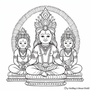 Hindu Gods: Shiva, Vishnu, Brahma Coloring Pages 1