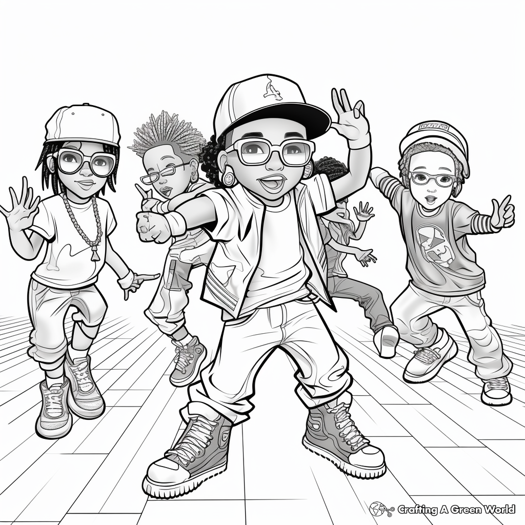 Hip Hop Dance Party Coloring Pages 1
