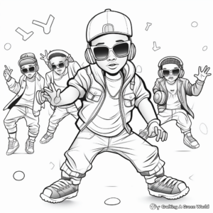 Hip Hop Dance Party Coloring Pages 4