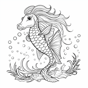 Hippocampus Mermaid Horse Coloring Sheets 1