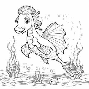 Hippocampus Mermaid Horse Coloring Sheets 3