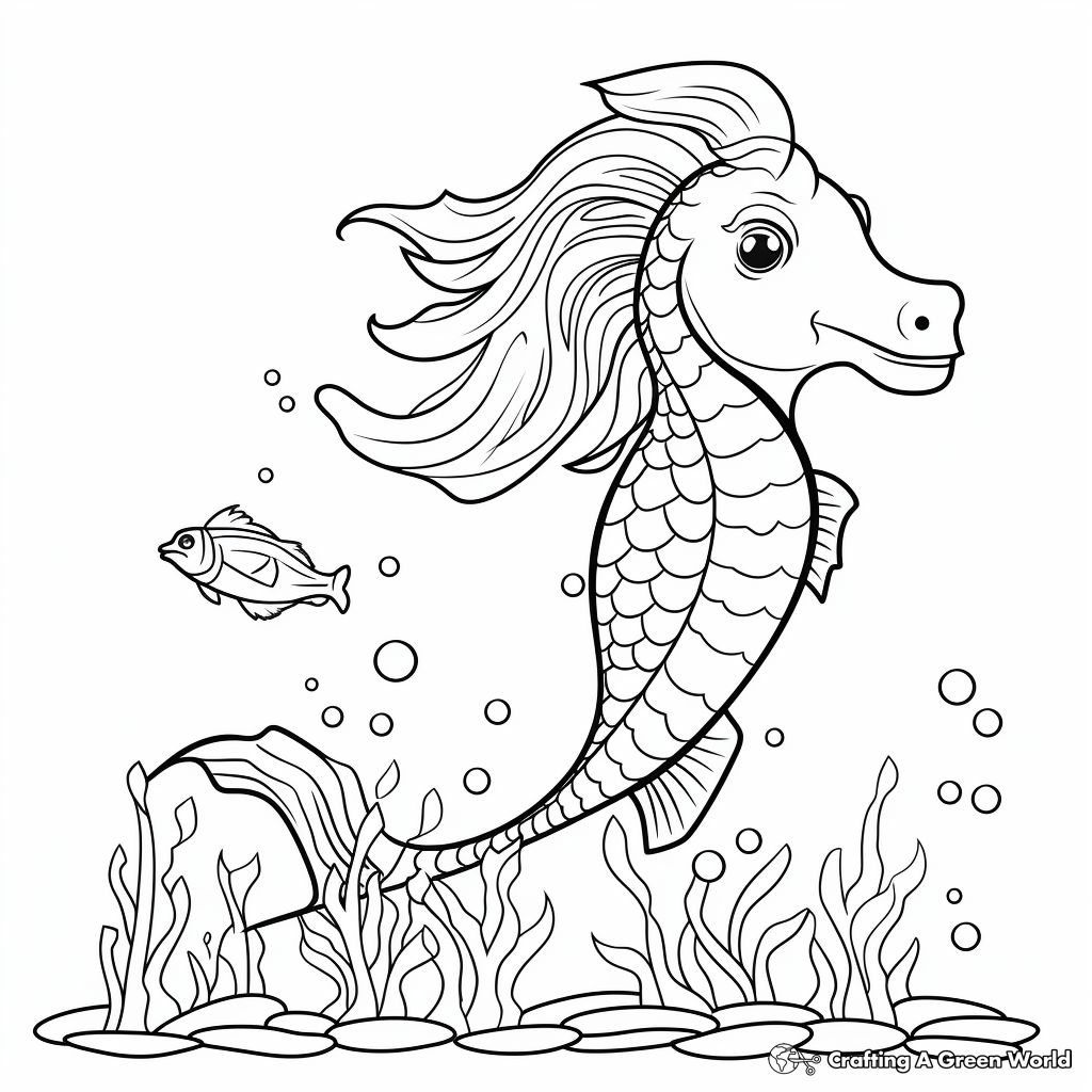Hippocampus Mermaid Horse Coloring Sheets 4