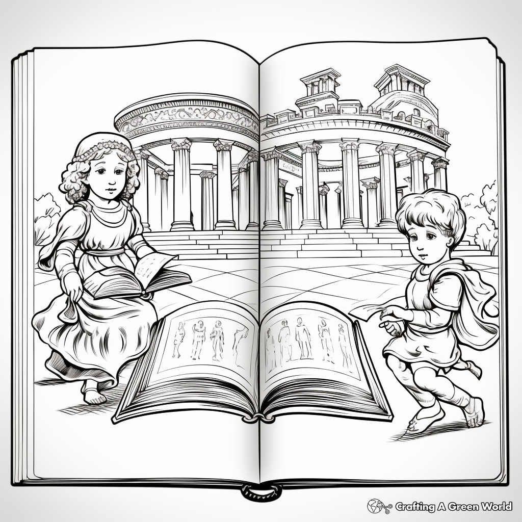 Historic Ancient Book Coloring Pages 2