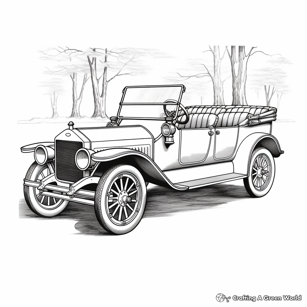 Historic Ford Model T Coloring Pages 2