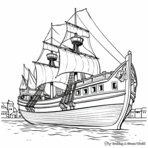 Historic Mayflower Ship Coloring Pages 3