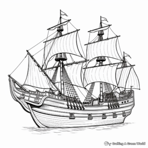 Historic Mayflower Ship Coloring Pages 4