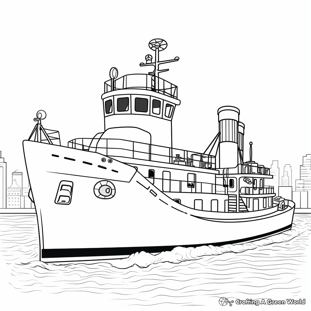 Historic Tugboat Coloring Pages for Enthusiasts 3