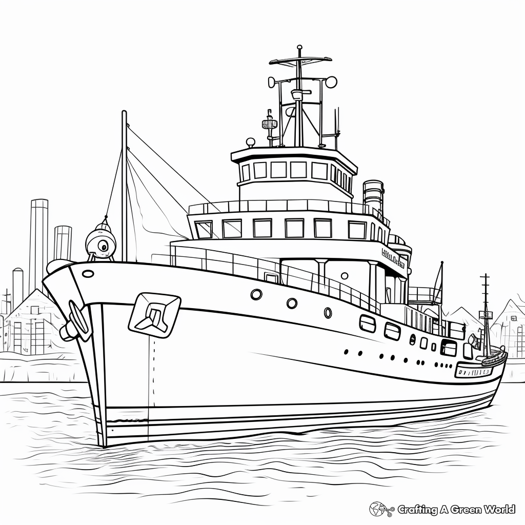 Historic Tugboat Coloring Pages for Enthusiasts 4