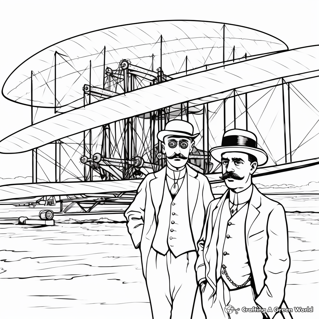 Historic Wright Brothers Airplane Coloring Pages 2