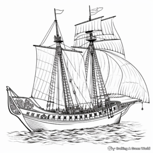 Historical Ancient Viking Sailboat Coloring Pages 1
