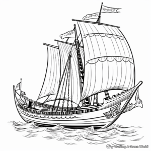 Historical Ancient Viking Sailboat Coloring Pages 4