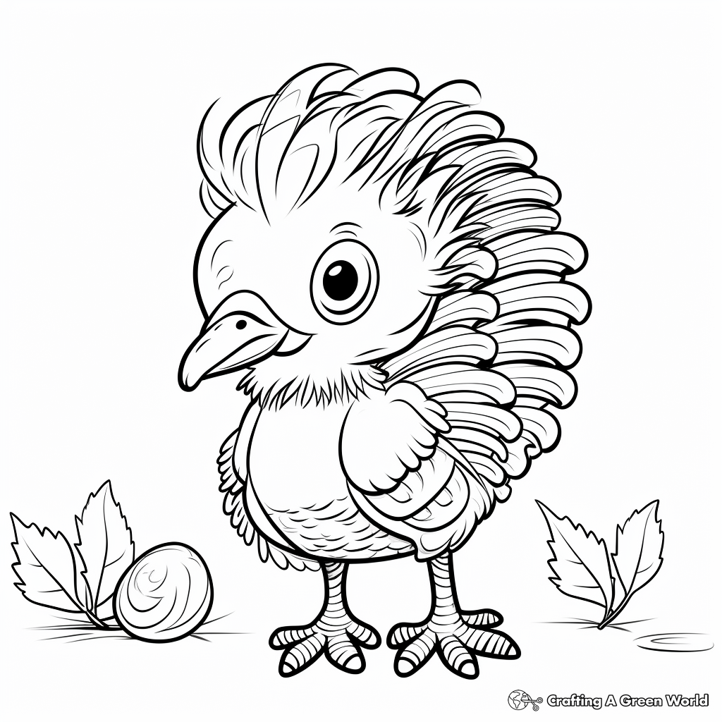Historical Baby Turkey Doodle Art Coloring Page 1