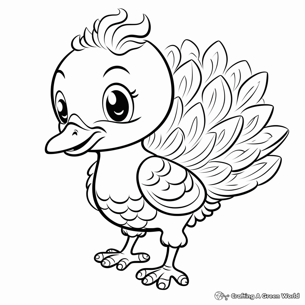 Historical Baby Turkey Doodle Art Coloring Page 2