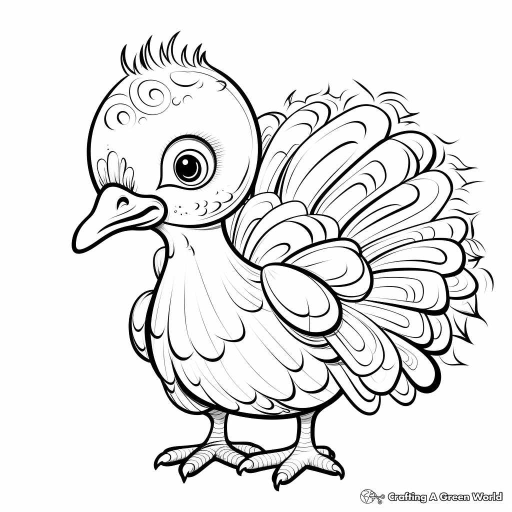 Historical Baby Turkey Doodle Art Coloring Page 4