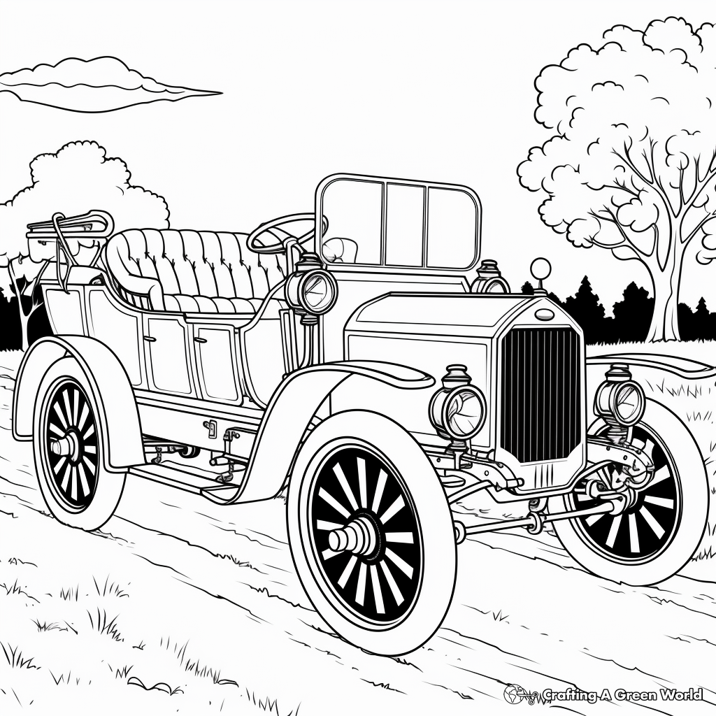 Historical Steam Car Coloring Pages 1