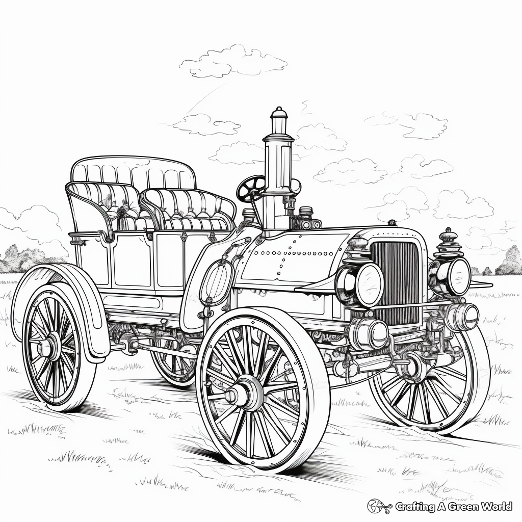 Historical Steam Car Coloring Pages 2
