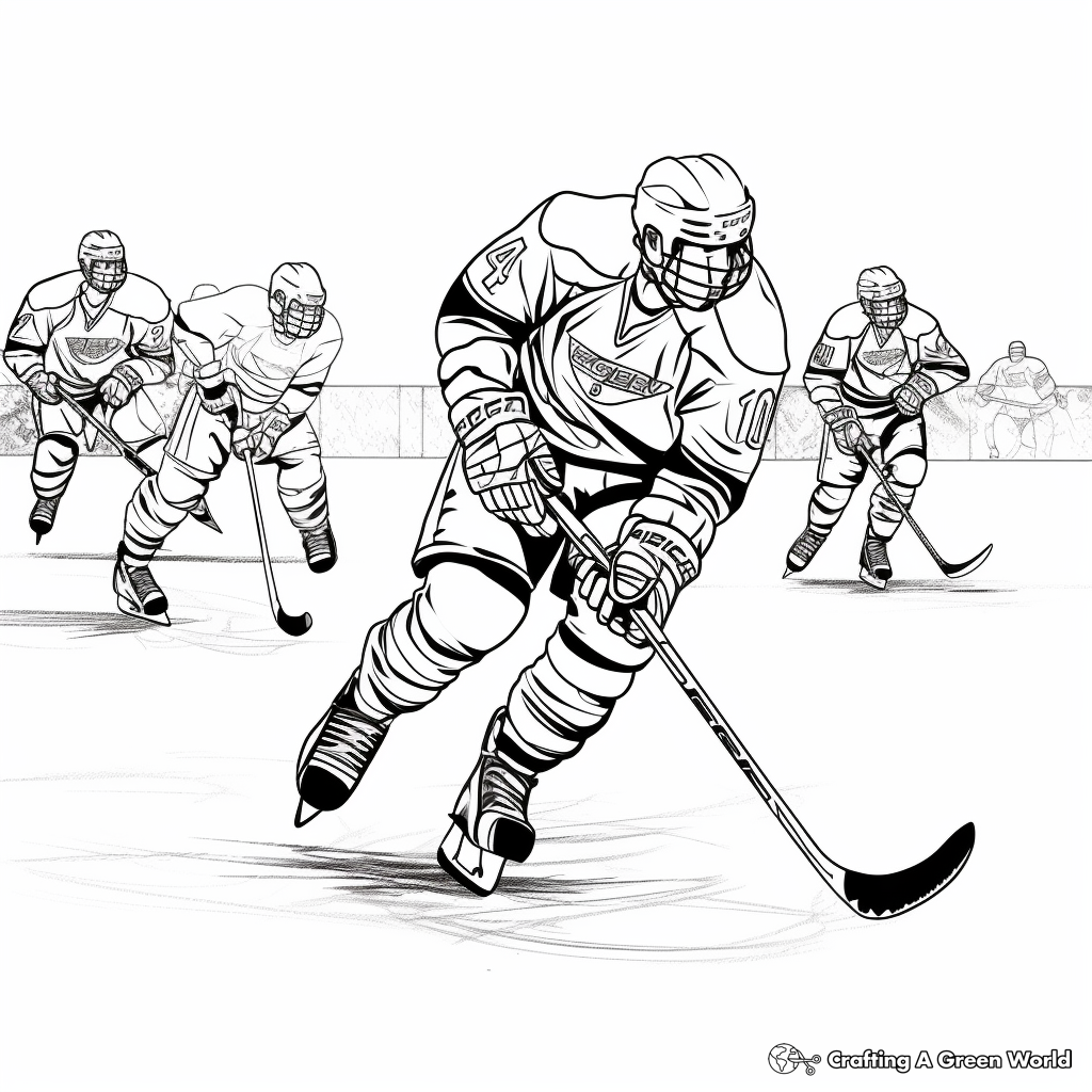 Hockey in Action: Ice Rink Coloring Pages 3