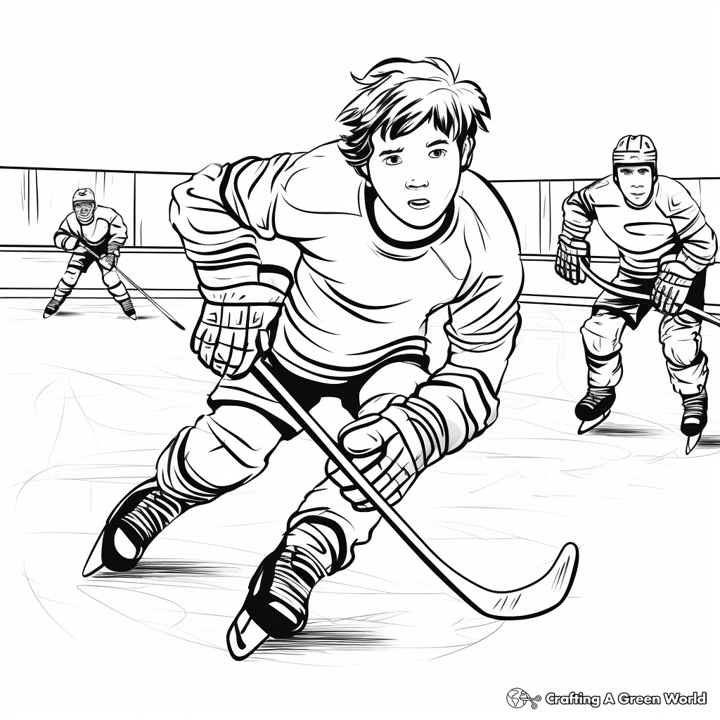 Hockey in Action: Ice Rink Coloring Pages 4