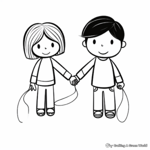Holding Hands Coloring Pages for Children 1