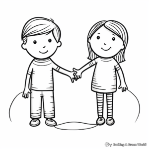 Holding Hands Coloring Pages for Children 3