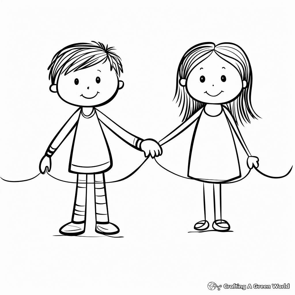 Holding Hands Coloring Pages for Children 4