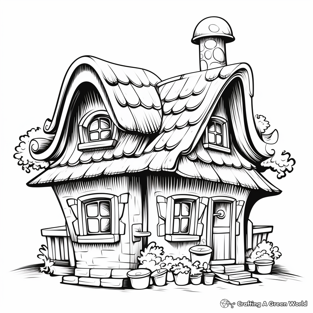 Holiday Gnome House Coloring Pages 1