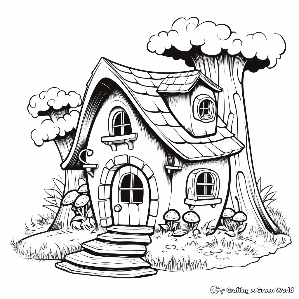 Holiday Gnome House Coloring Pages 2