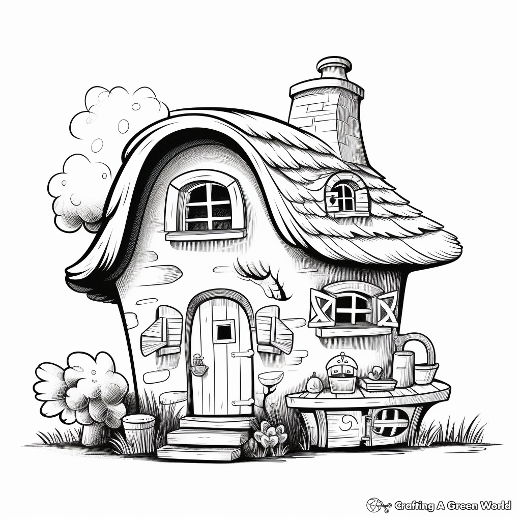 Holiday Gnome House Coloring Pages 3