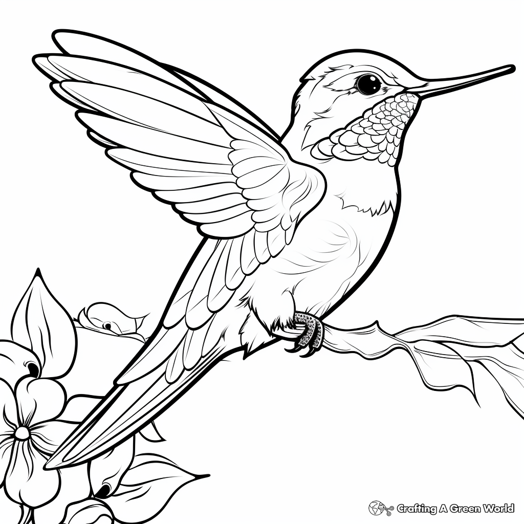 Holiday Theme Ruby Throated Hummingbird Coloring Pages 3