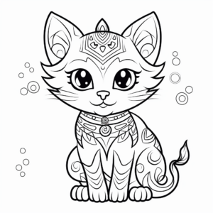 Holiday Themed Cat Coloring Pages 3