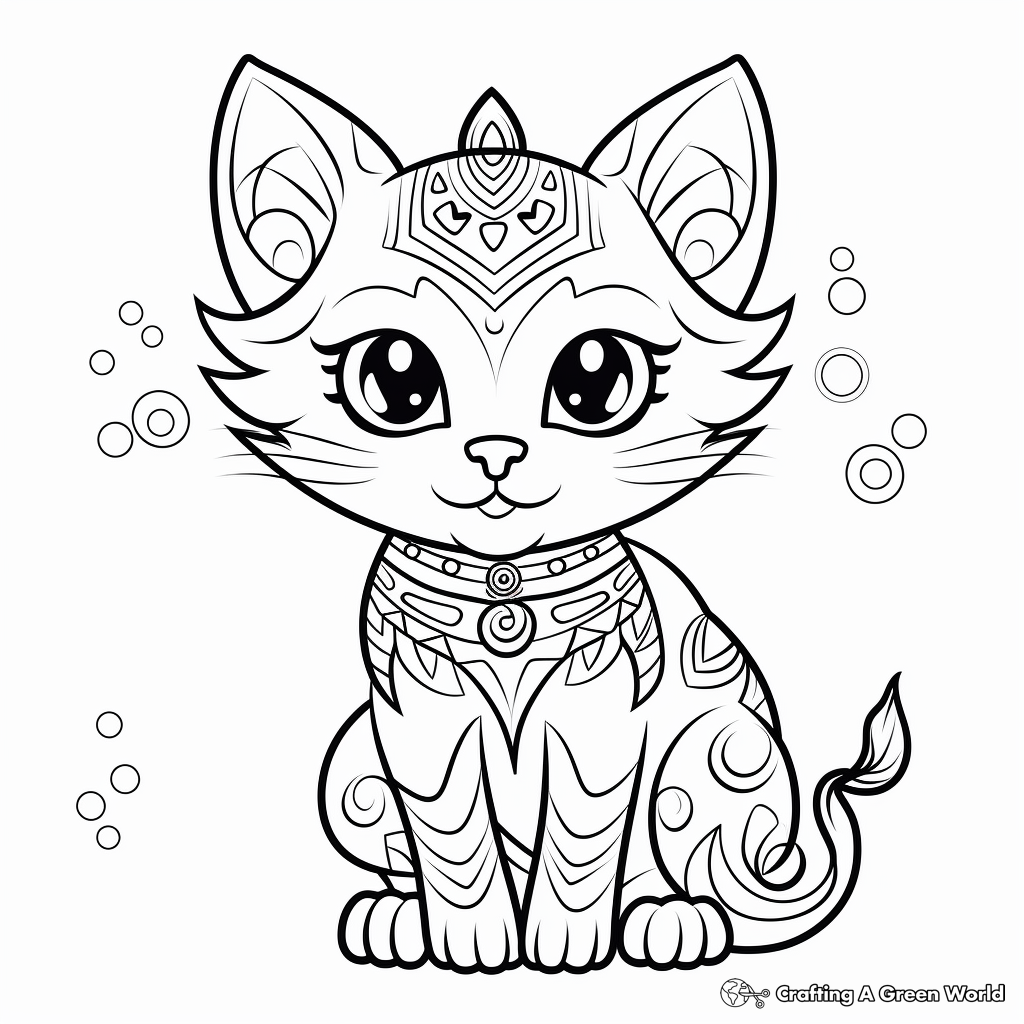 Holiday Themed Cat Coloring Pages 3