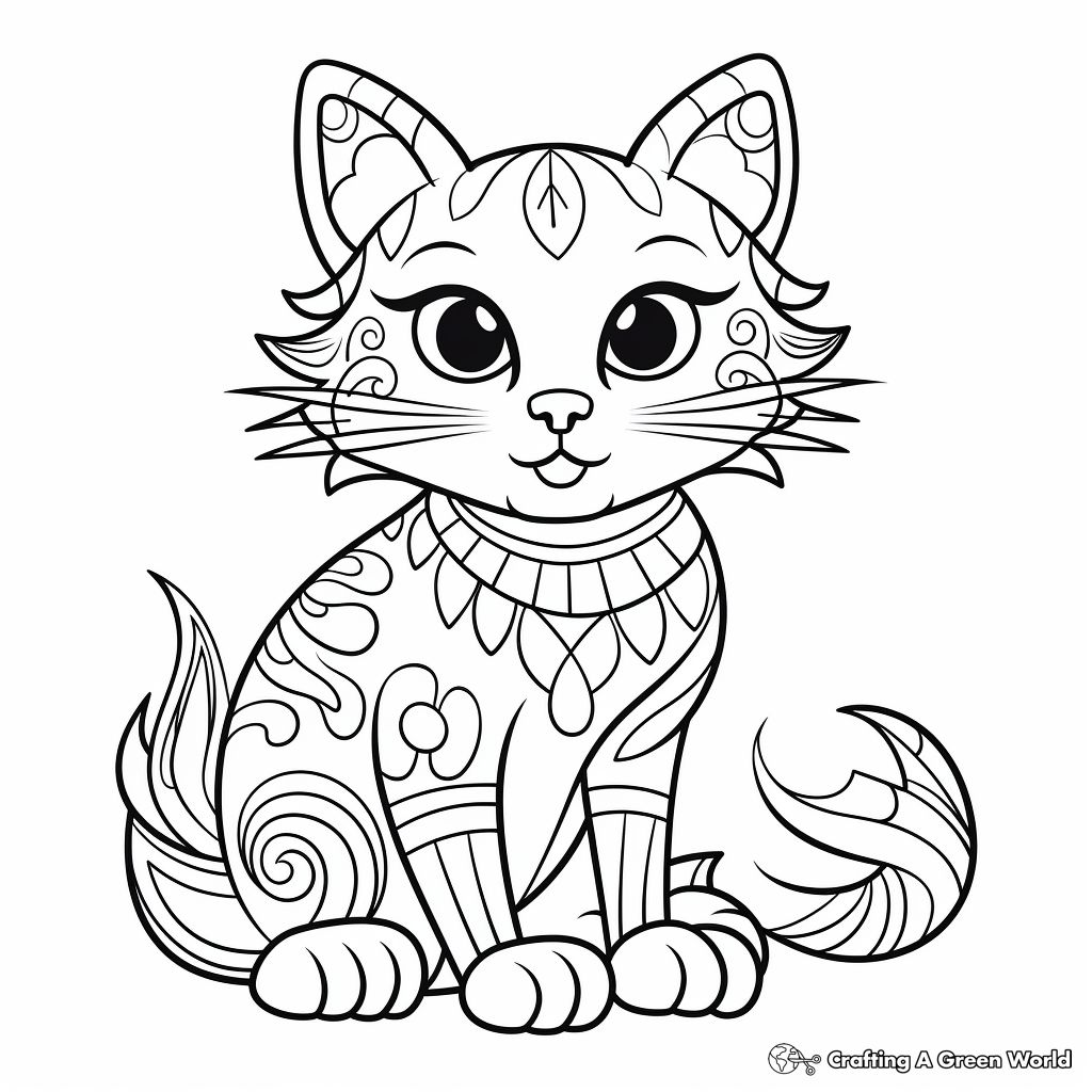Holiday Themed Cat Coloring Pages 4