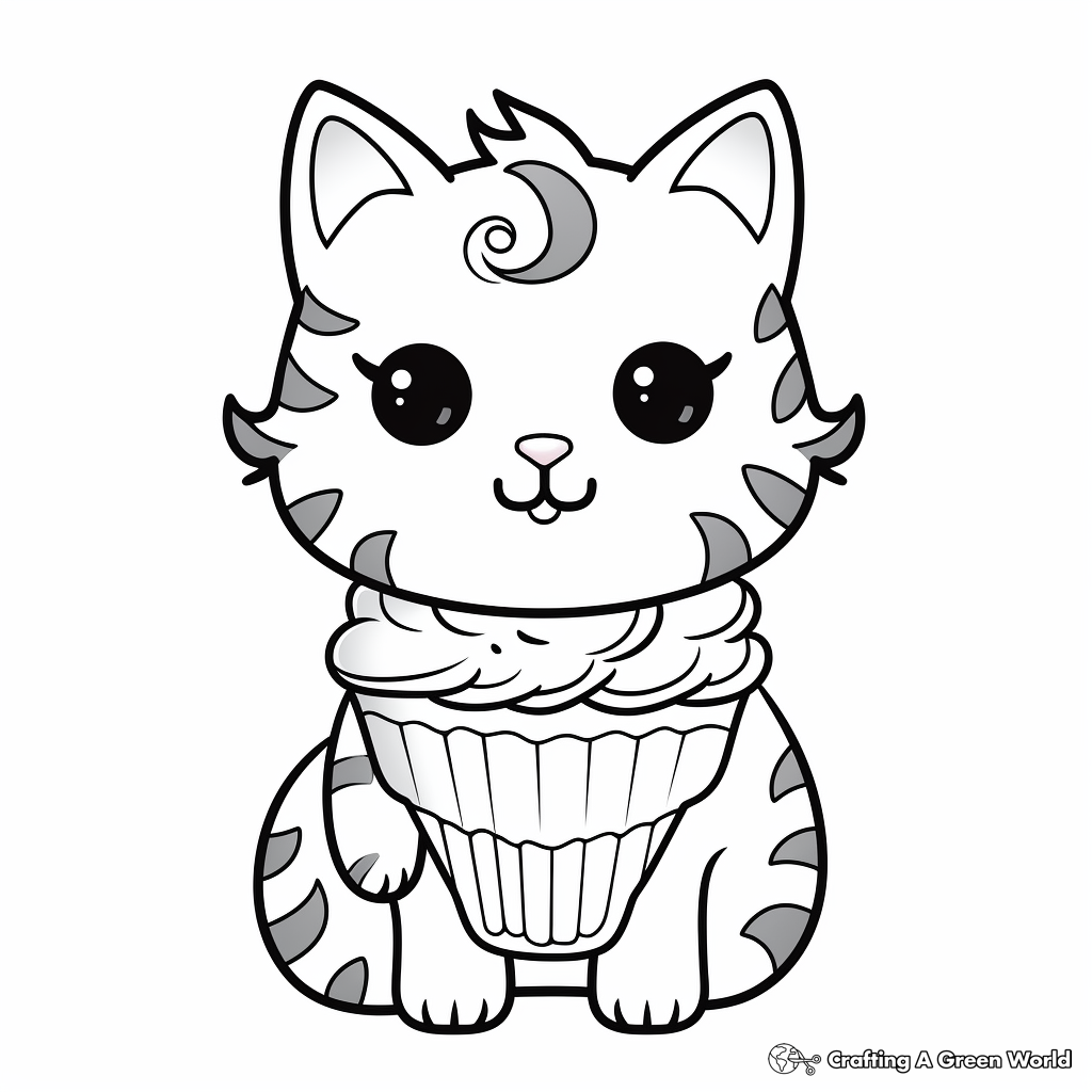 Holiday Themed Cat With Christmas Ice Cream Coloring Pages 1