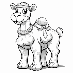 Holiday-themed Christmas Camel Coloring Pages 1