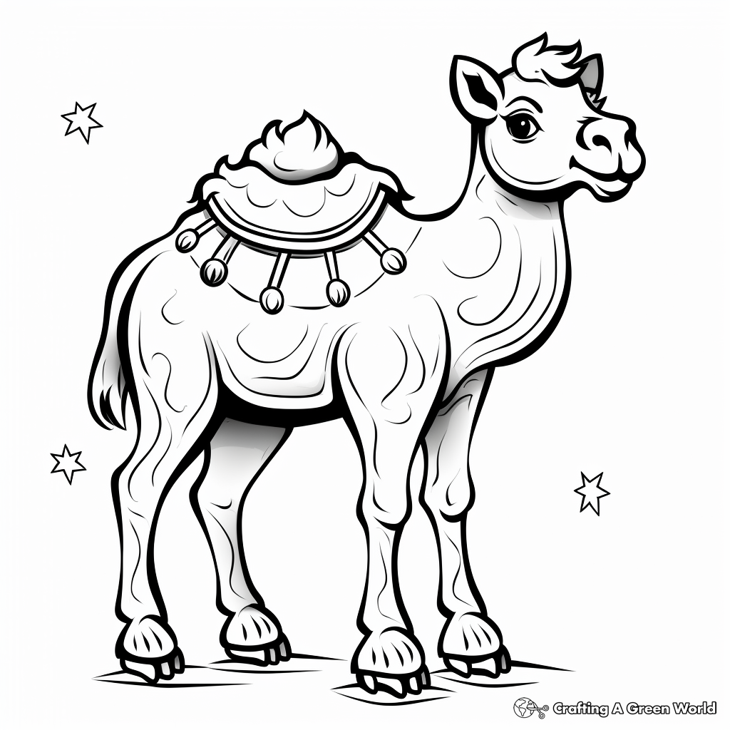 Holiday-themed Christmas Camel Coloring Pages 3