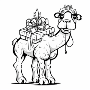 Holiday-themed Christmas Camel Coloring Pages 4