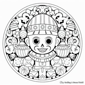 Holiday Themed Symmetrical Coloring Pages 1