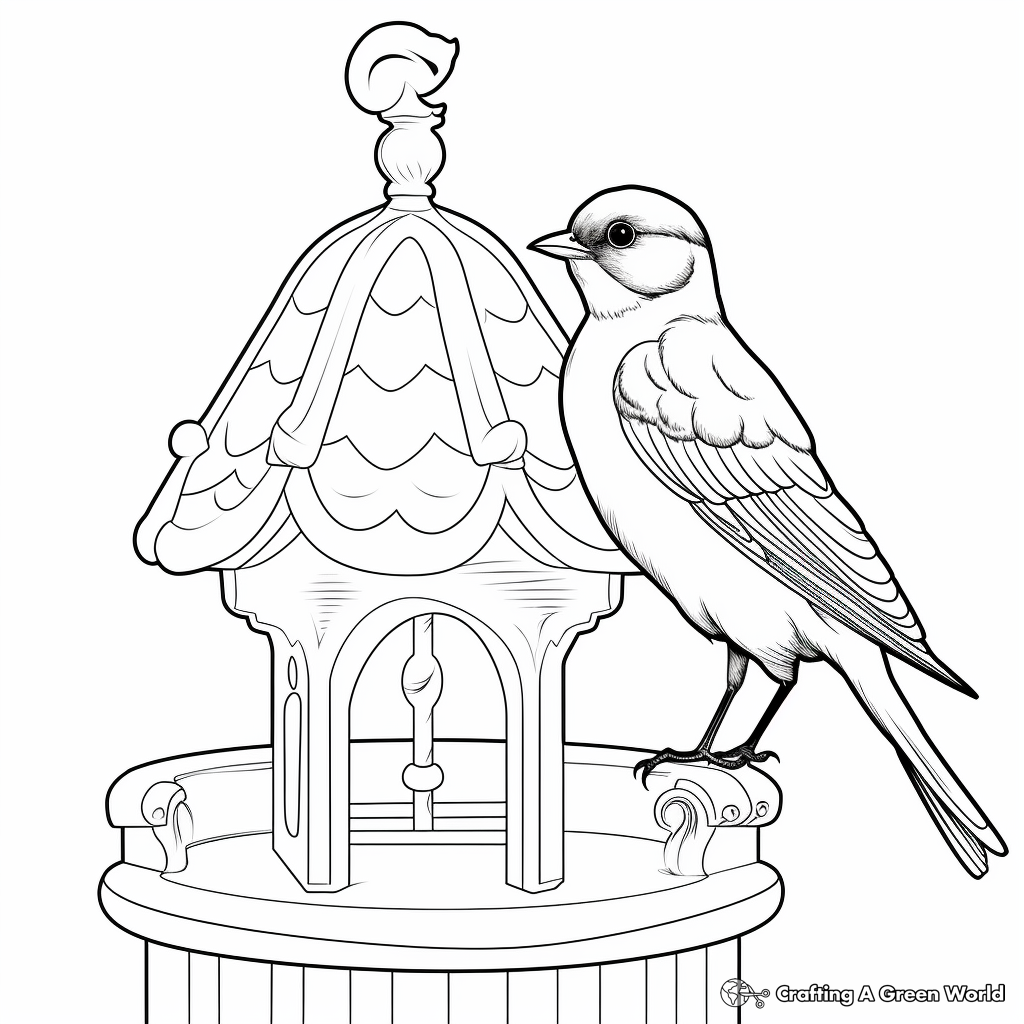 Homely Barn Swallow in Bird Cage Coloring Pages 1